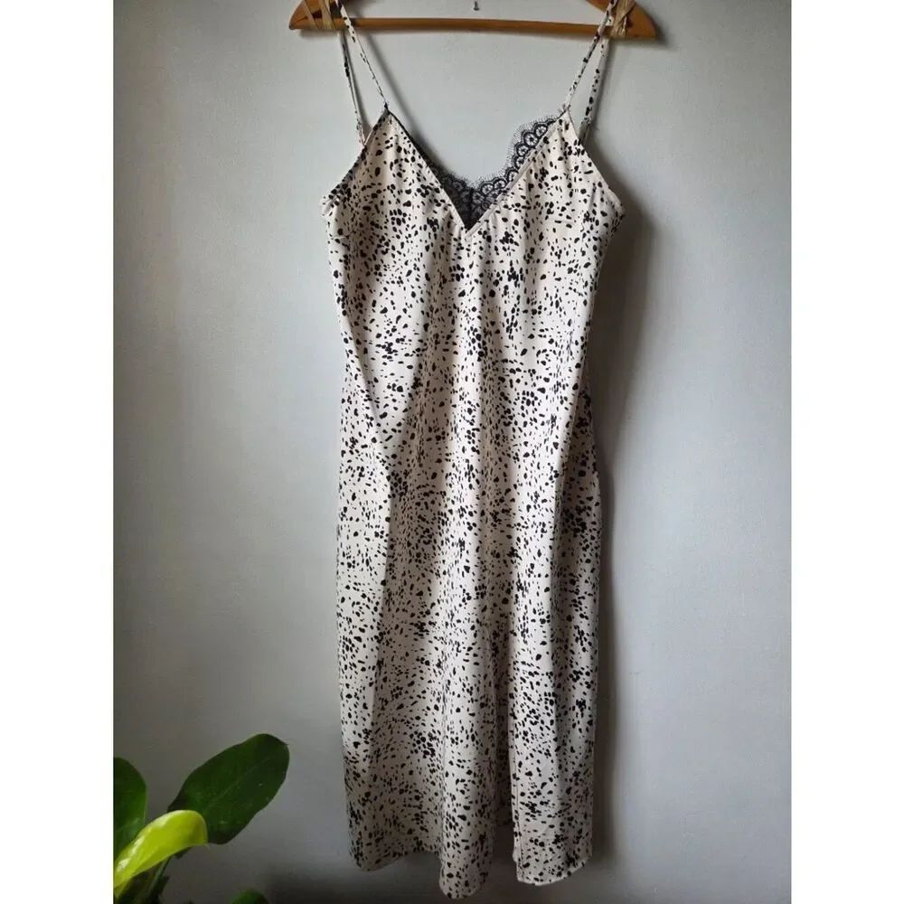 NWT A NEW DAY V LACED INSET SPECKLED SLIP TANK MIDI DRESS SIZE SMALL